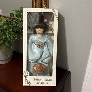 Gorham Porcelain Doll in Blue Kimono Japan